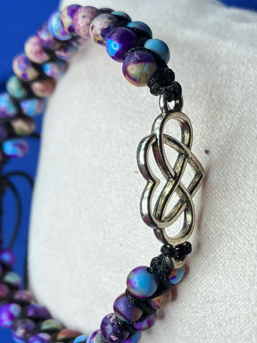 Purple Beaded Heart Infinity Bracelet - YA Jewelry